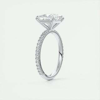 2.08 CT Princess Cut Pave Classic Moissanite Engagement Ring angle view