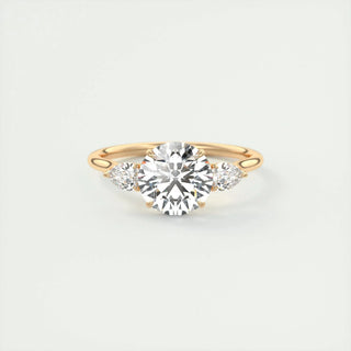 Elegant 2.0ct round three stone moissanite ring close up of the setting