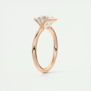 2.03CT Asscher Cut Half Bezel Solitaire Moissanite Engagement Ring