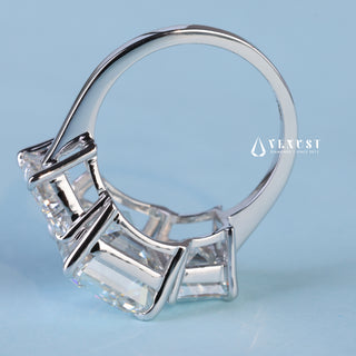 3.0CT Emerald Cut Moissanite Diamond Three Stone Engagement Rings