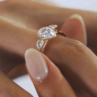 1.33 CT Pear Bezel 3 Stone Diamond Moissanite Engagement Ring