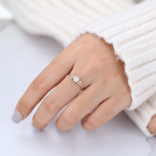 0.41 CT Round Cut Cluster Halo Moissanite Engagement Ring angle view