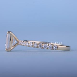 Vintage 1.0ct radiant pave moissanite ring side profile view