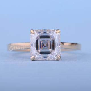 2.0CT Asscher Moissanite Diamond Cathedral Engagement Ring