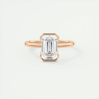 Brilliant 1.91ct emerald solitaire moissanite ring tilted view catching the light