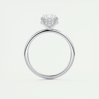Elegant 1.91ct oval hidden halo moissanite ring shown on a finger