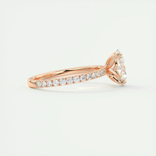 1.91 CT Oval Cut Pave Diamond Moissanite Engagement Ring