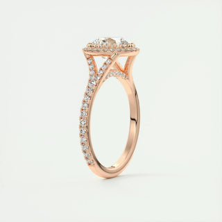 2.0 CT Round Cut Halo Split Shank Diamond Moissanite Engagement Ring