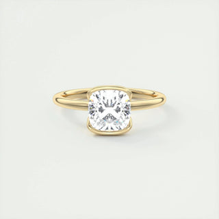2.15 CT Cushion Half Bezel Solitaire Moissanite Engagement Ring