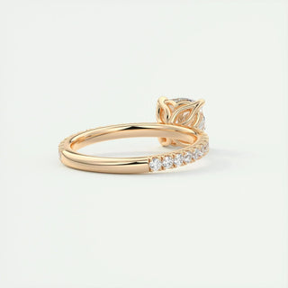 Classic 2.15ct cushion solitaire moissanite ring angled view showing its sparkle