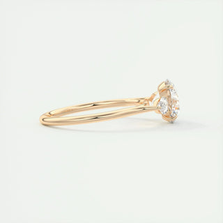 Elegant 2.0ct round three stone moissanite ring shown on a finger