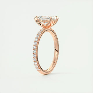 Radiant 1.91ct emerald solitaire moissanite ring side profile view