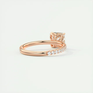 2.03CT Asscher Cut Pave Diamond Moissanite Engagement Ring
