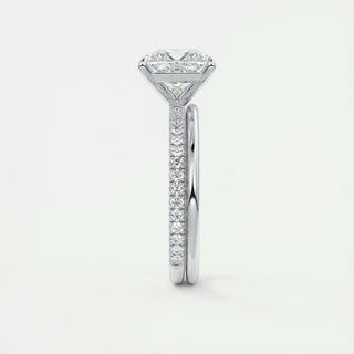 2.08 CT Princess Cut Pave Classic Moissanite Engagement Ring detail view