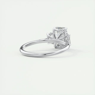 Classic 1.91ct emerald three stone moissanite ring three quarter angled view