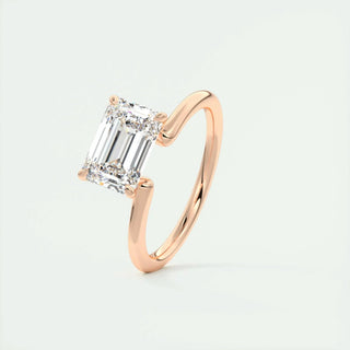 1.91CT Emerald Cut East West Diamond Solitaire Moissanite Engagement Ring