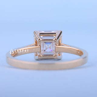 2.0CT Asscher Moissanite Diamond Cathedral Engagement Ring