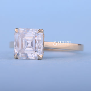 2.0CT Asscher Moissanite Diamond Cathedral Engagement Ring