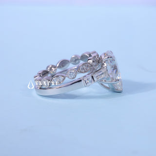 1.50CT Pear Moissanite Diamond Three Stone Engagement Rings With Wedding Band