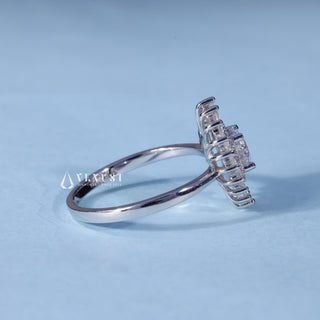 Rear gallery view of Round Cut Moissanite Halo Cluster Engagement Ring with Pave