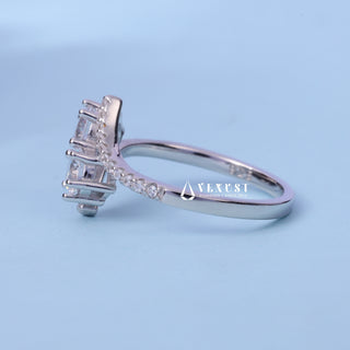 Front standing view of the Round Cut Moissanite Tension Two Stone Engagement Ring showing the prong setting