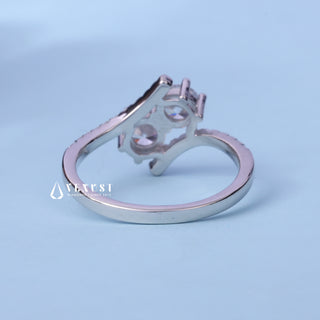 Top view of the Round Cut Moissanite Tension Two Stone Engagement Ring centre stone