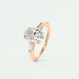 1.91 CT Oval Cut Three Stone Diamond Moissanite Engagement Ring