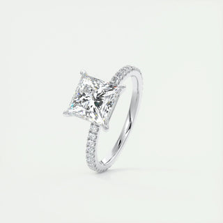 2.08 CT Princess Cut Pave Classic Moissanite Engagement Ring band view