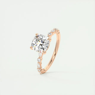2.15 CT Cushion Cut Vintage Pave Diamond Moissanite Engagement Ring