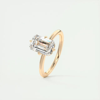 1.91 CT Emerald Solitaire Halo Moissanite Engagement Ring band view