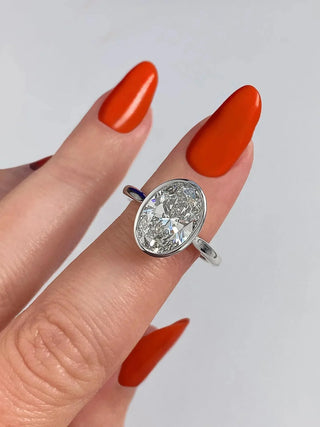 1.91 CT Oval Solitaire Bezel Solitaire Moissanite Engagement Ring