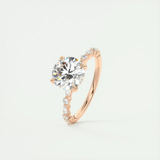 2.0 CT Round Cut Pave Moissanite Engagement Ring