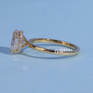 Top view of the Hidden Halo Oval Cut Moissanite Engagement Ring centre stone