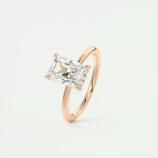 2.10 CT Radiant Cut Hidden Halo Solitaire Moissanite Engagement Ring