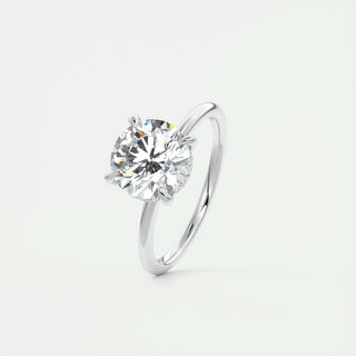 2.0 CT Round Cut Hidden Halo Solitaire Moissanite Engagement Ring