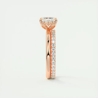 Sparkling 2.03ct asscher solitaire moissanite ring close up of the setting