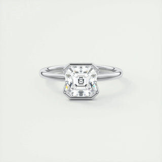 2.03CT Asscher Cut Half Bezel Solitaire Moissanite Engagement Ring