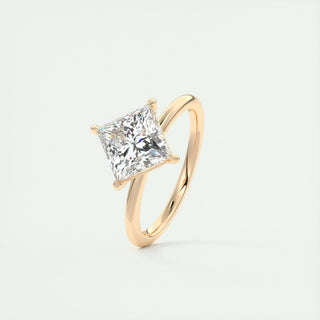 2.08 CT Princess Solitaire Dainty Moissanite Engagement Ring band view