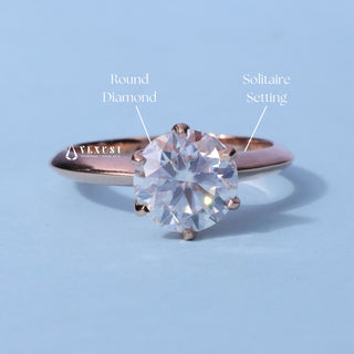 Solitaire Round Cut Moissanite Ring with centre stone measurement details