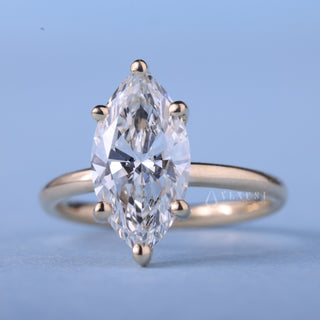 Lustrous 1.50ct marquise solitaire moissanite ring front view