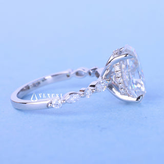 Sparkling 2.0ct oval hidden halo moissanite ring shown on a finger