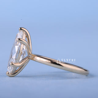 Lustrous 1.50ct marquise solitaire moissanite ring side profile view