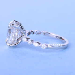 Elegant 2.0ct oval hidden halo moissanite ring top view