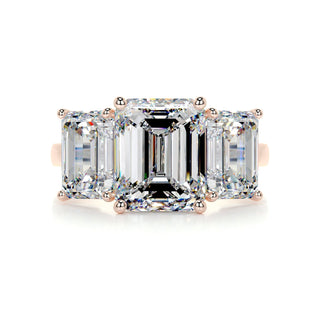 2.23ct Emerald Cut Three Stone Diamond Moissanite Engagement Ring