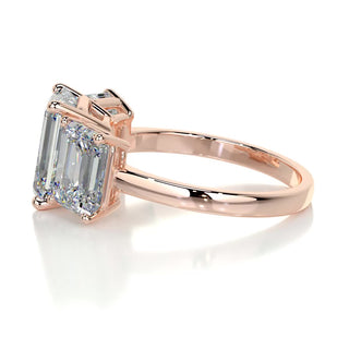 2.23ct Emerald Cut Three Stone Diamond Moissanite Engagement Ring