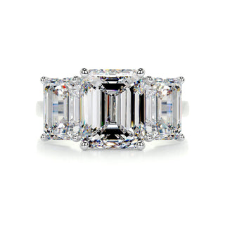 2.23ct Emerald Cut Three Stone Diamond Moissanite Engagement Ring