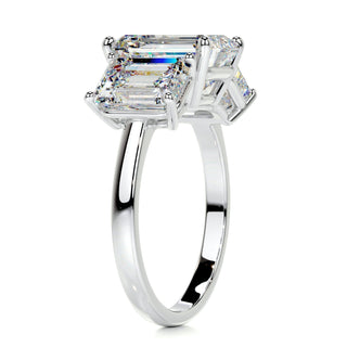 2.23ct Emerald Cut Three Stone Diamond Moissanite Engagement Ring