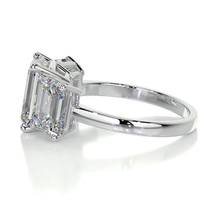2.23ct Emerald Cut Three Stone Diamond Moissanite Engagement Ring