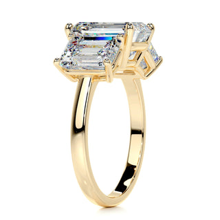 2.23ct Emerald Cut Three Stone Diamond Moissanite Engagement Ring
