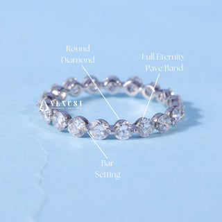 Round Moissanite Diamond Full Eternity Bar Pave Wedding Band